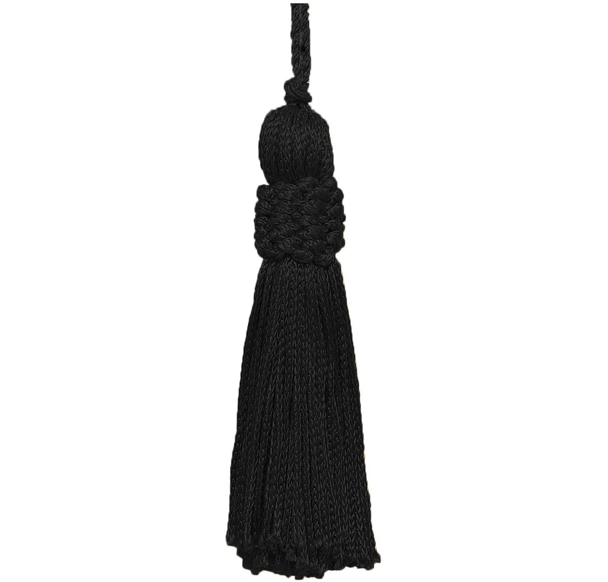 Black Crown Head Chainette Tassel, 3 Inch Long with 2 Inch Loop, Basic Trim Collection 